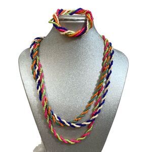 New Without Tags‎ Multi-Strand Seed Bead Necklace and Bracelet Set